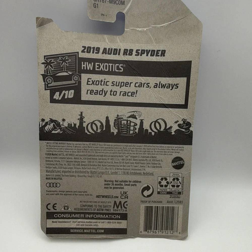Hot Wheels HW Exotics 2019 Audi R8 Spyder Super Blue HTF